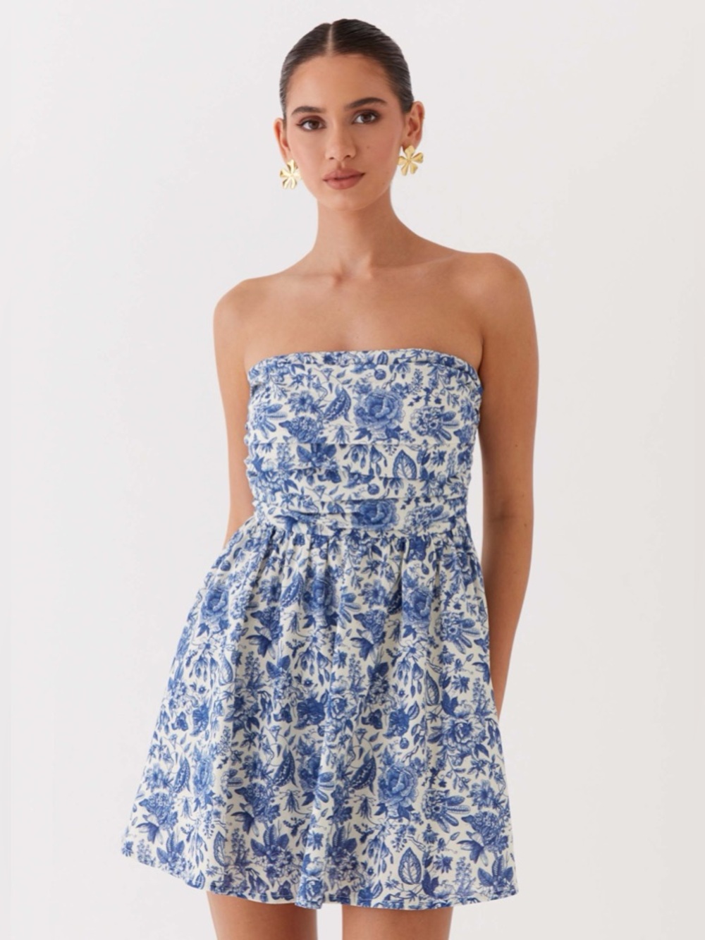 Peppermayo Forget Me Not Linen Mini Dress - Blue Paisley - Size 8